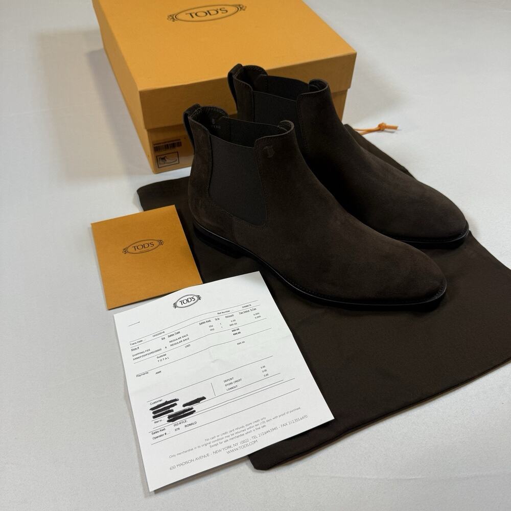 Tod’s SUEDE CHELSEA BOOTS Size 8UK/9.5US New With Box & Receipt MSRP $695